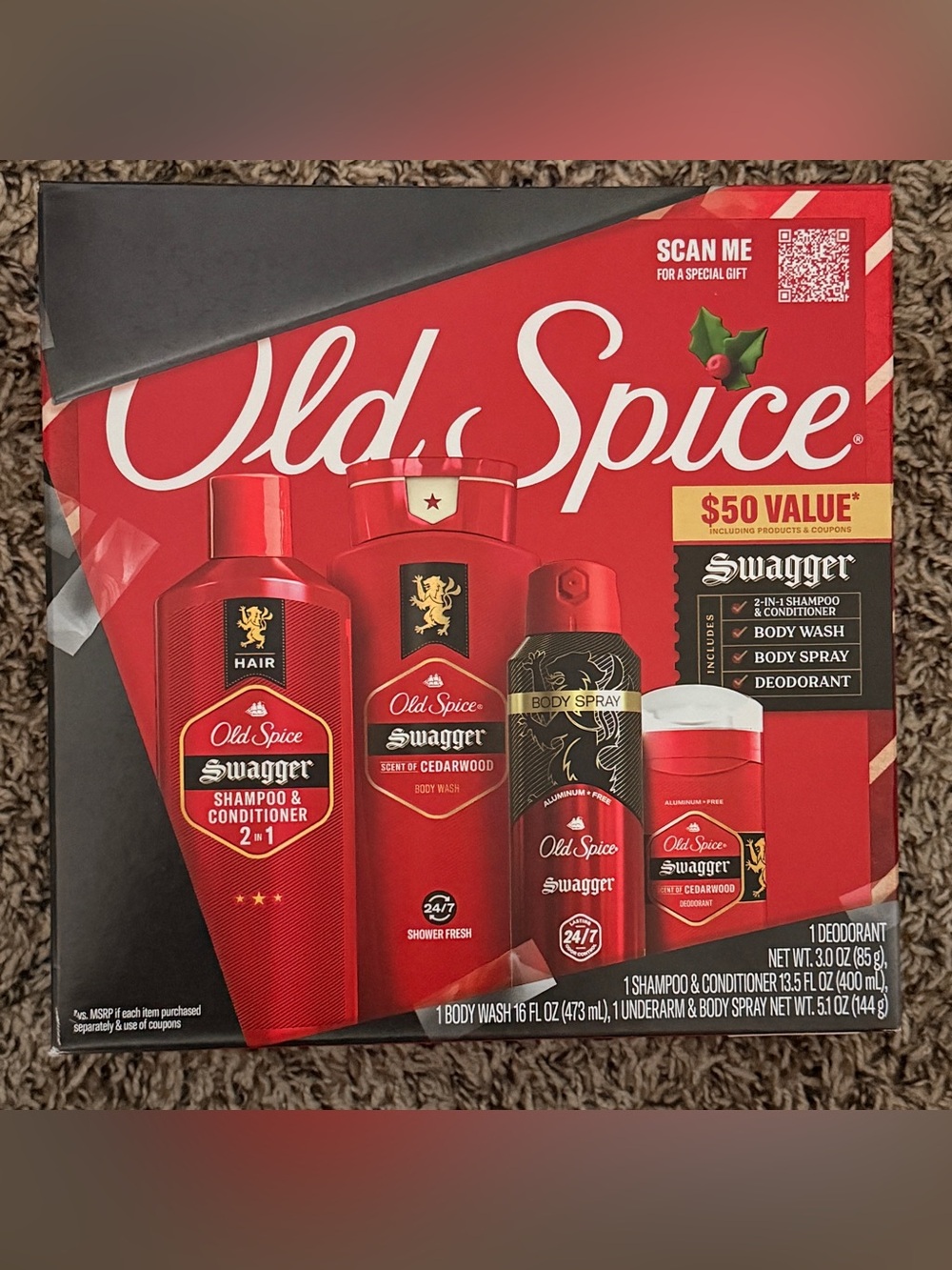 Old Spice Swagger Cedarwood Bath Care Set - Red